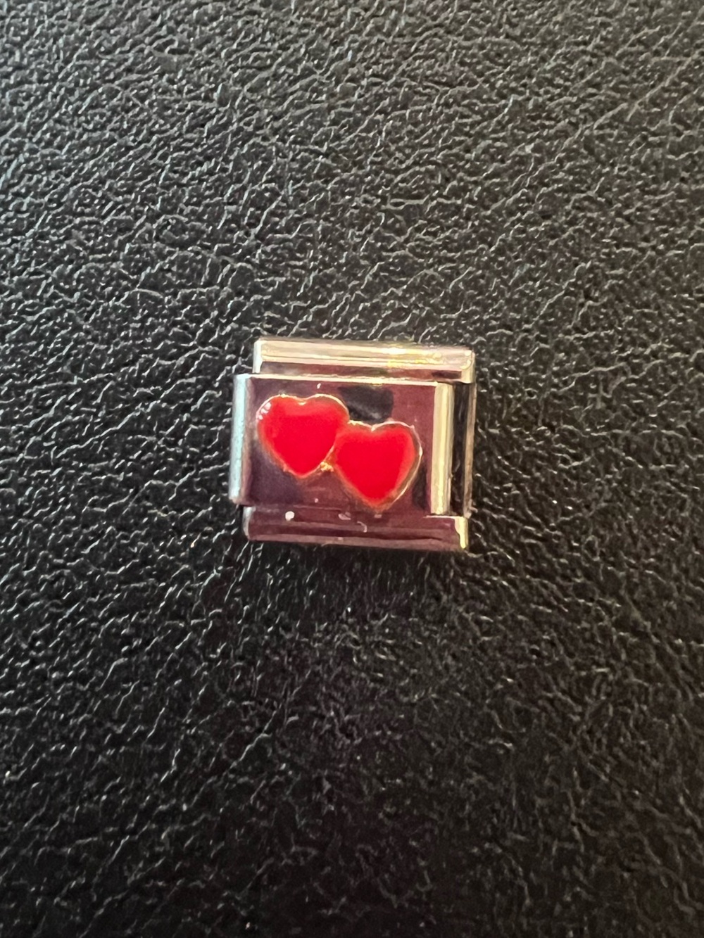 Red Hearts Italian stainless steel charm